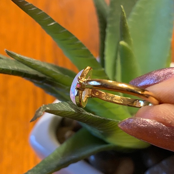 Gold plated opal and ruby ring - Picture 7 of 8